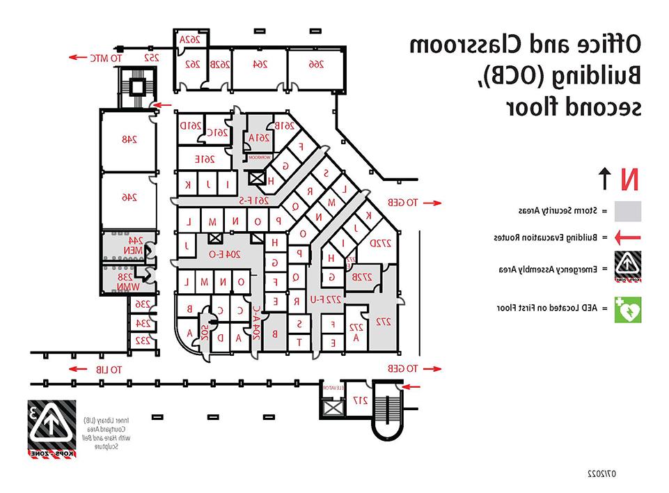 Room locations for OCB second floor.