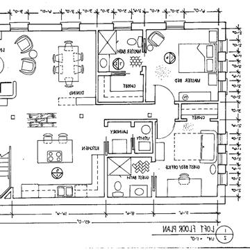 Sketched floor plan for a loft in a home