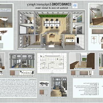 Design board with the title Connections Employment Agency