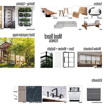 Mood board showing materials for the homes that are sustainable